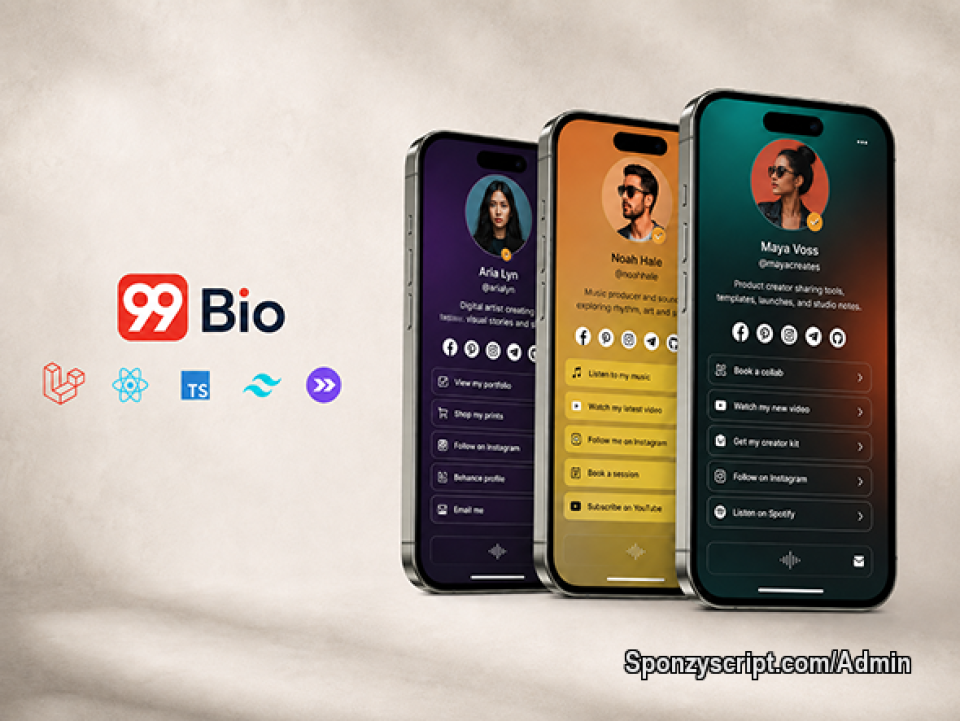 🚀 We are excited to introduce 99Bio - Bio Link for Creators and Influencers Platform (SaaS). 

Launch a fully customizable platform with bio pages, links, posts, services, embeds, subscriptions, referrals, custom domains.

https://miguelvasquez.net/product/22/99bio-bio-link-for-creators-and-influencers-platform-saas?utm_campaign=sponzy